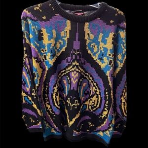 Vintage - 80's Purple/Yellow Sweater